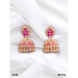 DJ10RERO Jhumka Earrings Fashionista Indian Jewelry Traditions Rose Gold Charm Elegance White Plated