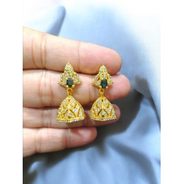 Jhumka Earrings Fashionista Indian Jewelry Traditions Rose Gold Charm Elegance White Plated DJ01BKGO