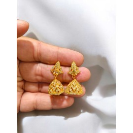 Jhumka Earrings Fashionista Indian Jewelry Traditions Rose Gold Charm Elegance White Plated DJ01YEGO