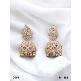 DJ09WHROEarrings Fashionista Indian Jewelry Traditions Rose Gold Charm Elegance White Plated