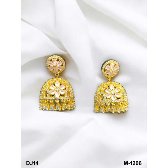 Earrings Fashionista Indian Jewelry Traditions Rhodium White Charm Elegance White Plated DJ14PIGO