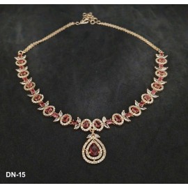 DN15RERO Fancy Indian american diamond gold plated necklace jewelry set