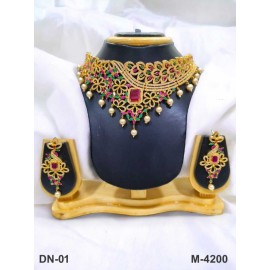 DN01REGO Plated Forming Necklace Set for Womens Jewelry Sets Ethnic Jewelry Hook Gold Brass Orthodox Women's Alloy New Design Indian