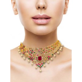 DN01REGO Plated Forming Necklace Set for Womens Jewelry Sets Ethnic Jewelry Hook Gold Brass Orthodox Women's Alloy New Design Indian