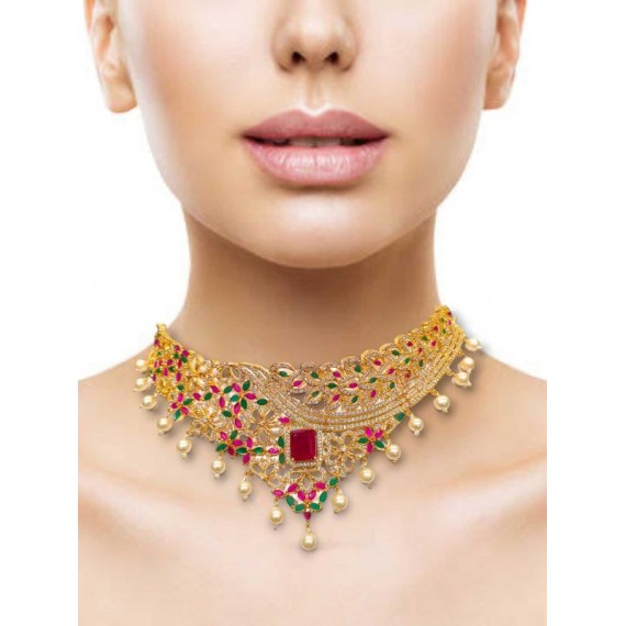 DN01REGO Plated Forming Necklace Set for Womens Jewelry Sets Ethnic Jewelry Hook Gold Brass Orthodox Women's Alloy New Design Indian