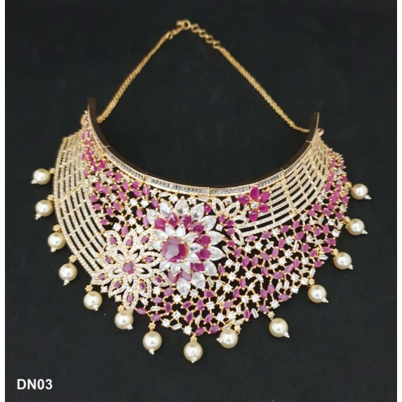 DN03REGO Plated Forming Necklace Set for Womens Jewelry Sets Ethnic Jewelry Hook Gold Brass Orthodox Women's Alloy New Design Indian