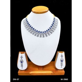 DN07BLRH Fancy artificial american diamond gold plated necklace set