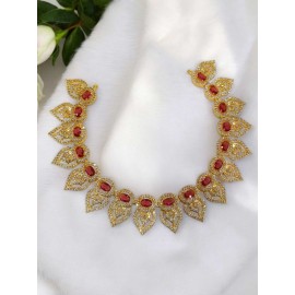 DN08REGO Fancy artificial american diamond gold plated necklace set for woman