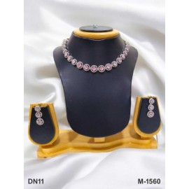 DN11PIRH Fancy party wedding artificial american diamond gold plated necklace set for woman