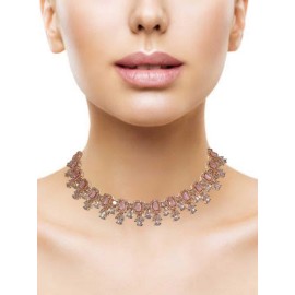 DN14PIRO Fancy artificial american diamond gold plated necklace set