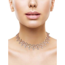 DN14WHRO Fancy artificial american diamond gold plated necklace set