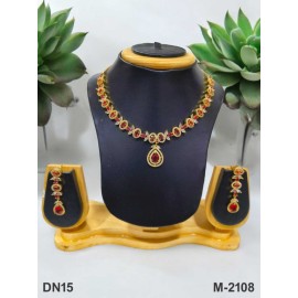 DN15REGO Fancy Indian american diamond gold plated necklace jewelry set