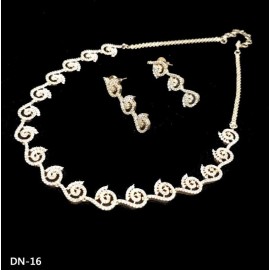 DN16WHRO Fancy Indian american diamond gold plated necklace jewelry set