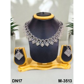 DN17BKRH Fancy Indian american diamond gold plated necklace jewelry set