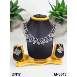 DN17BLRH Fancy Indian american diamond gold plated necklace jewelry set