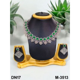 DN17GRRH Fancy Indian american diamond gold plated necklace jewelry set