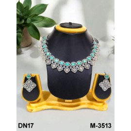 DN17MIRH Fancy Indian american diamond gold plated necklace jewelry set