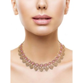 DN17PIRO Fancy Indian american diamond gold plated necklace jewelry set