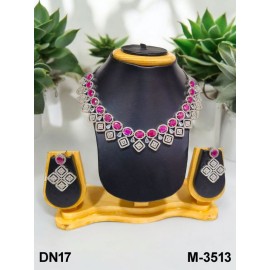 DN17RERH Fancy Indian american diamond gold plated necklace jewelry set