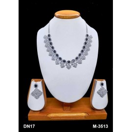 DN17BKRH Fancy Indian american diamond gold plated necklace jewelry set