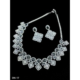 DN17BKRH Fancy Indian american diamond gold plated necklace jewelry set