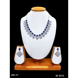 DN17BLRH Fancy Indian american diamond gold plated necklace jewelry set