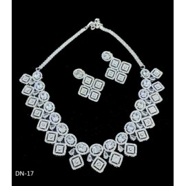 DN17WHRH Fancy Indian american diamond gold plated necklace jewelry set