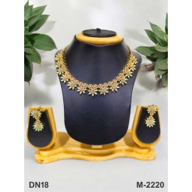 DN18MIGO Fancy Indian american diamond gold plated necklace jewelry set