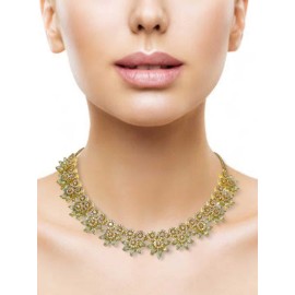 DN18MIGO Fancy Indian american diamond gold plated necklace jewelry set