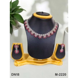 DN18RERH Fancy Indian american diamond gold plated necklace jewelry set