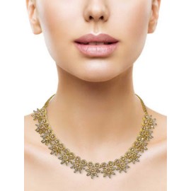 DN18WHGO Fancy Indian american diamond gold plated necklace jewelry set