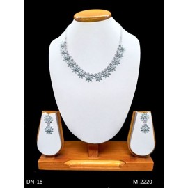 DN18AQRH Fancy Indian american diamond gold plated necklace jewelry set