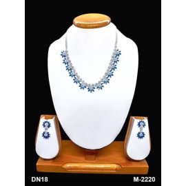 DN18BLRH Fancy Indian american diamond gold plated necklace jewelry set