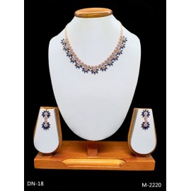 DN18BLRO Fancy Indian american diamond gold plated necklace jewelry set