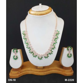 DN18GRRO Fancy Indian american diamond gold plated necklace jewelry set