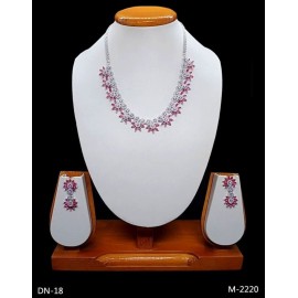 DN18RERH Fancy Indian american diamond gold plated necklace jewelry set