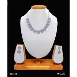 DN18WHRH Fancy Indian american diamond gold plated necklace jewelry set