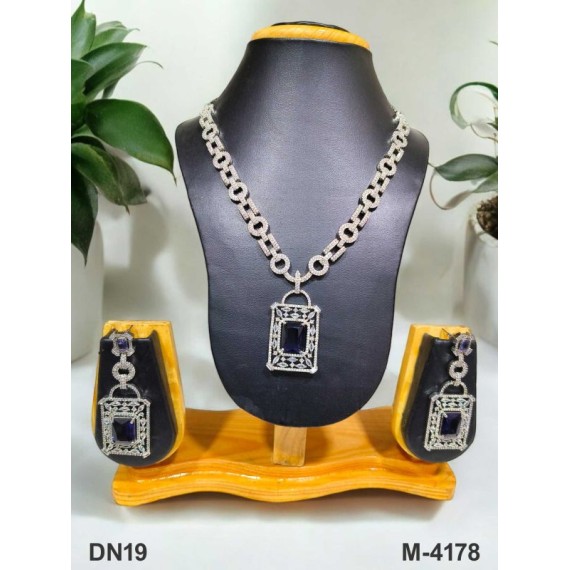 DN19BLRH Fancy Indian american diamond gold plated necklace jewelry set