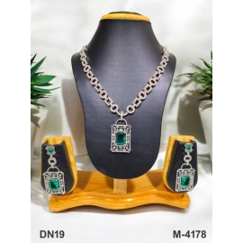 DN19GRRH Fancy Indian american diamond gold plated necklace jewelry set