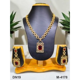 DN19REGO Fancy Indian american diamond gold plated necklace jewelry set