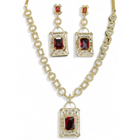 DN19REGO Fancy Indian american diamond gold plated necklace jewelry set