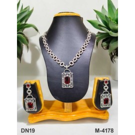 DN19RERH Fancy Indian american diamond gold plated necklace jewelry set