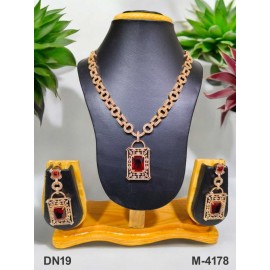 DN19RERO Fancy Indian american diamond gold plated necklace jewelry set