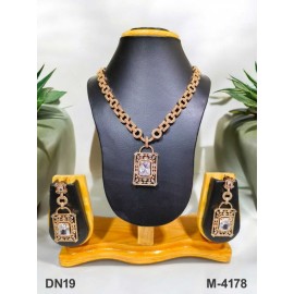 DN19WHRO Fancy Indian american diamond gold plated necklace jewelry set