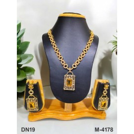 DN19YEGO Fancy Indian american diamond gold plated necklace jewelry set