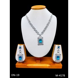 DN19AQRH Fancy Indian american diamond gold plated necklace jewelry set