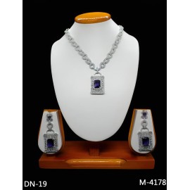 DN19BLRH Fancy Indian american diamond gold plated necklace jewelry set