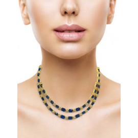 DN20BLGO Fancy Indian american diamond gold plated necklace jewelry set