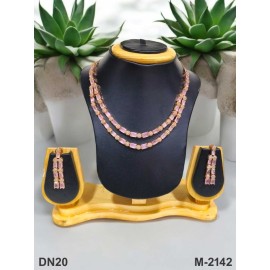 DN20PIRO Fancy Indian american diamond gold plated necklace jewelry set