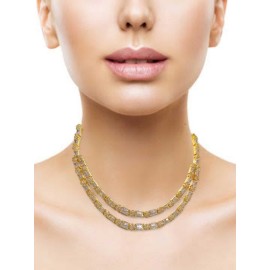 DN20WHGO Fancy Indian american diamond gold plated necklace jewelry set